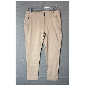 44 North Outdoor Pants Women 10 Beige Rayon Stretch Straight Leg Pockets Zip Fly